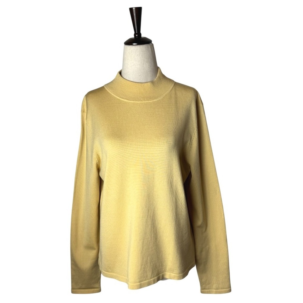 Pendleton Sweater Women Large Yellow‎ Tan Wool Mock Neck Pullover Retro Outdoor